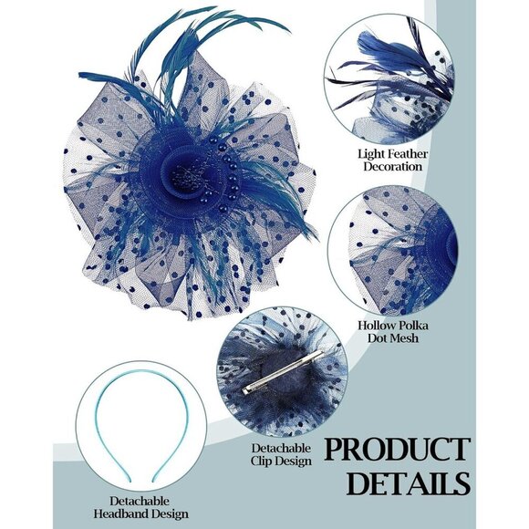 Women\'s Mesh Fascinator Hats Set of 8 Flower Feather Tea Party Wedding main image 6